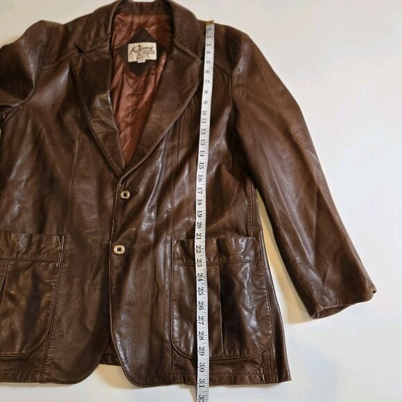 Vintage Remy Leather Blazer Mens 44 Brown Soft Pockets Lined Button Jacket - Picture 6 of 10